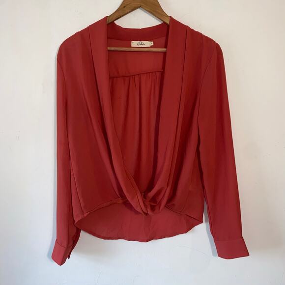 Elodie Tops - Elodie Red Twist Front Drape Blouse SZ Small Workwear Career‎ Work Top Casual